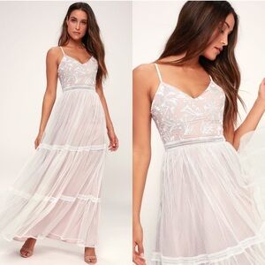 Lulu's Elenora White Embroidered Maxi Dress